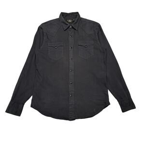 RRL Double RL Ralph Lauren Cotton Twill Snap Shirt Men's M Americana Western